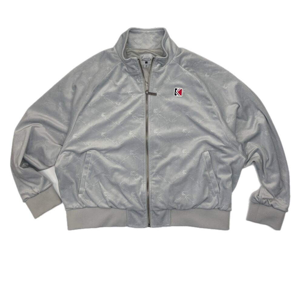 Karl Kani Gray Velour Oversized Zip Up Track Jacket - Women's Size L